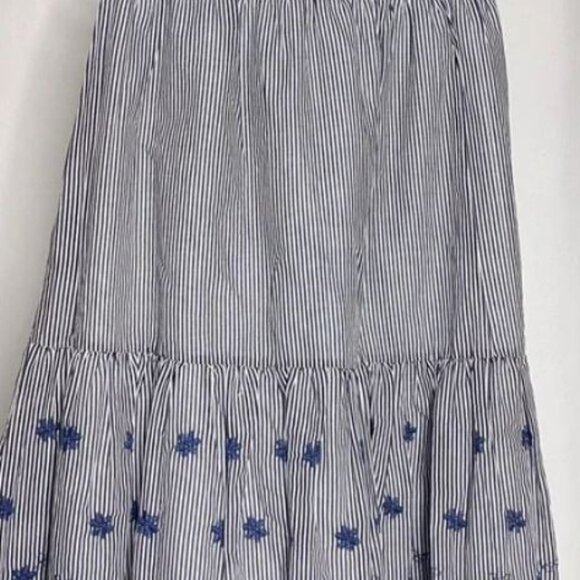 English Factory Blue Stripe Eyelet Midi Skirt — Size S - Picture 2 of 6